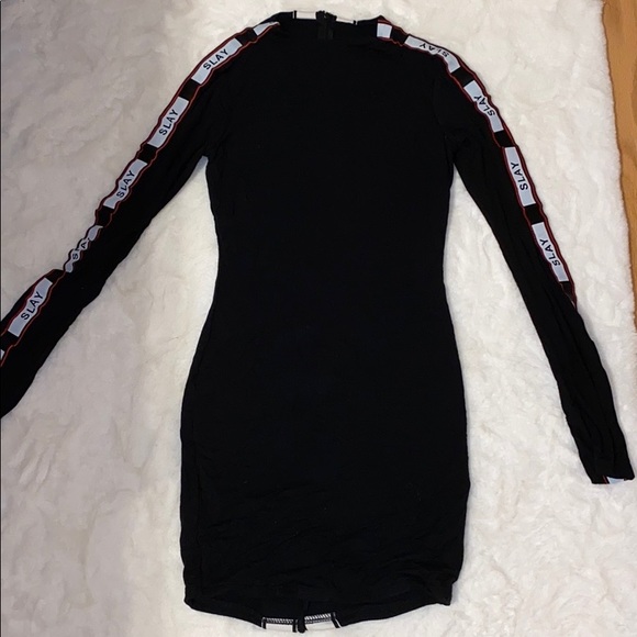 Fashion Nova Dresses & Skirts - DESIGNER INSPIRED FITTED MOTO BLACK DRESS